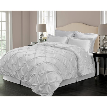 Pintuck Down-Alternative Comforter Set, White, Full/Queen